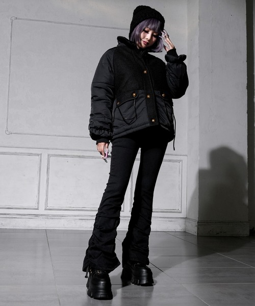 Diable baiser（ディアブルベーゼ）の「スタンドカラー中綿ジャケットコート（その他アウター・レディース・ブラック・MEDIUM/XX-LARGE/X-LARGE/LARGE）」の7枚目の写真