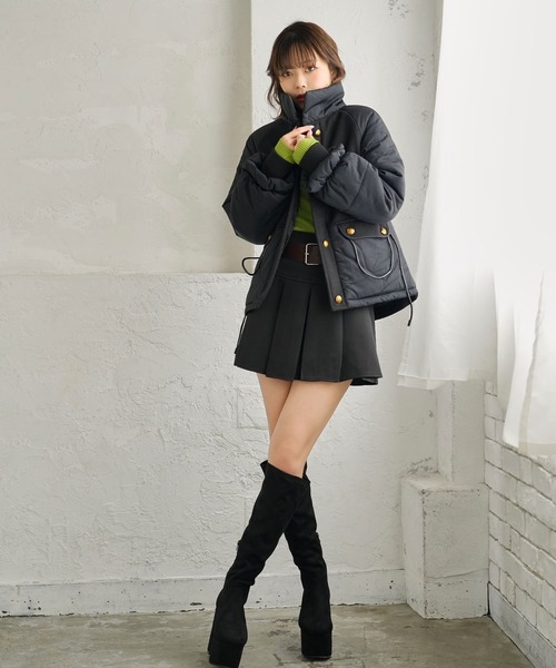 Diable baiser（ディアブルベーゼ）の「スタンドカラー中綿ジャケットコート（その他アウター・レディース・ブラック・MEDIUM/XX-LARGE/X-LARGE/LARGE）」の2枚目の写真