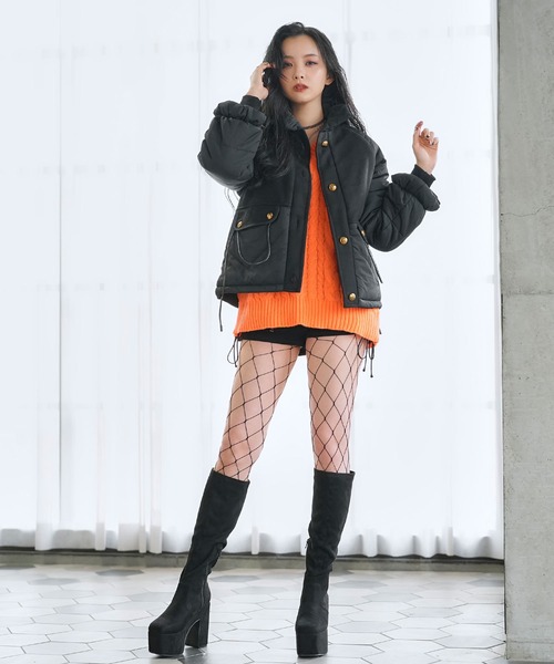 Diable baiser（ディアブルベーゼ）の「スタンドカラー中綿ジャケットコート（その他アウター・レディース・ブラック・MEDIUM/XX-LARGE/X-LARGE/LARGE）」の14枚目の写真