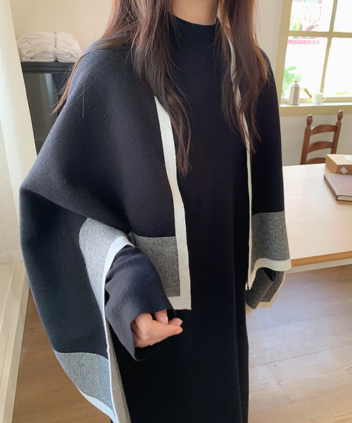 LAFFMO(ラフモ)の「セットアップ ニットケープ&ワンピース 2点セット(セットアップ・レディース・ブラック/グレー/モカ/オフホワイト・F)」の13枚目の写真
