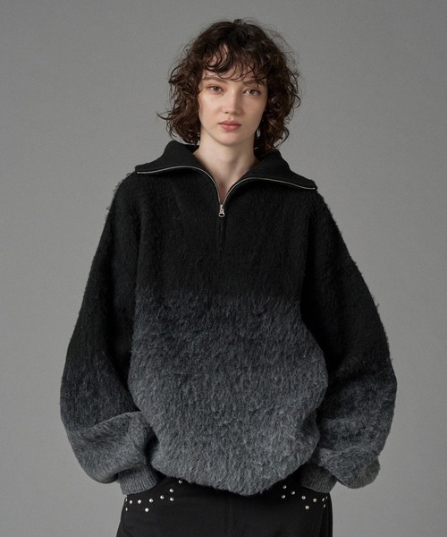 HALF ZIP SHAGGY ASSORT VOLUME KNIT / ハーフジップシャギー