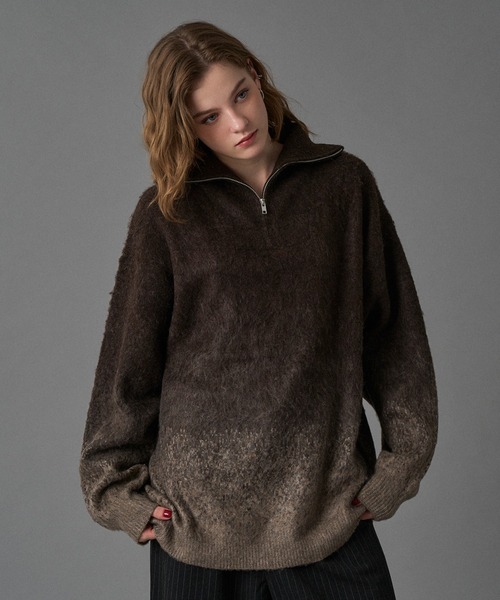 ONCILY（オンシェリー）の「HALF ZIP SHAGGY ASSORT VOLUME KNIT
