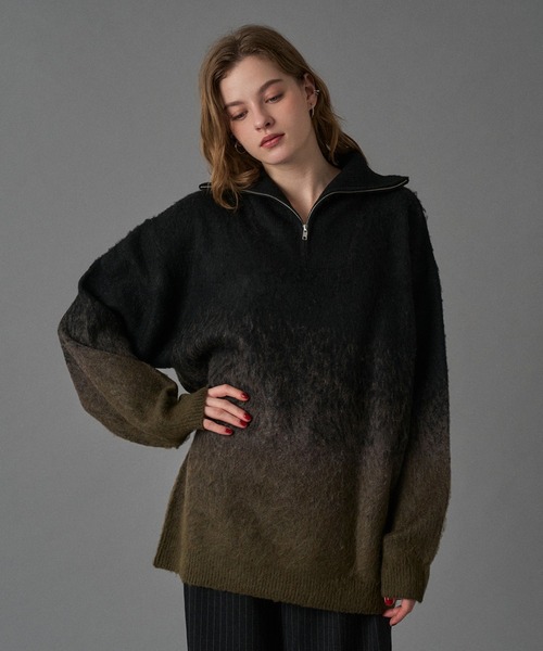 ONCILY（オンシェリー）の「HALF ZIP SHAGGY ASSORT VOLUME KNIT