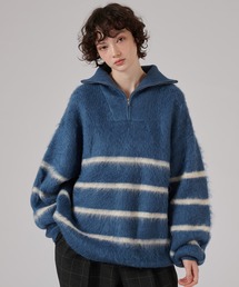 HALF ZIP SHAGGY ASSORT VOLUME KNIT / ハーフジップシャギーアソートボリュームニット