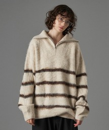 HALF ZIP SHAGGY ASSORT VOLUME KNIT / ハーフジップシャギーアソートボリュームニット