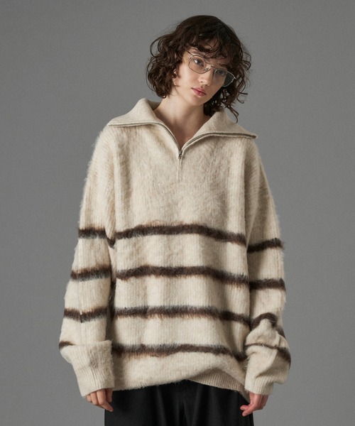 ONCILY（オンシェリー）の「HALF ZIP SHAGGY ASSORT VOLUME KNIT