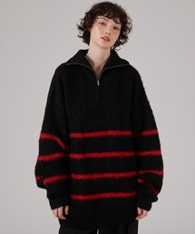 HALF ZIP SHAGGY ASSORT VOLUME KNIT / ハーフジップシャギーアソートボリュームニット