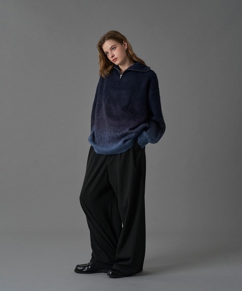 HALF ZIP SHAGGY ASSORT VOLUME KNIT / ハーフジップシャギー