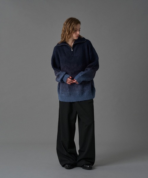 HALF ZIP SHAGGY ASSORT VOLUME KNIT / ハーフジップシャギーアソート