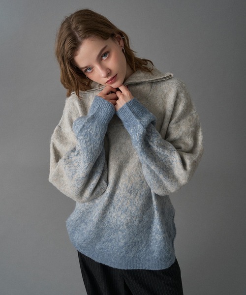 （K25724）★美品★ ZOY ゾーイ ジップ セーター サイズ2 グレー K25724）☆美品☆ ZOY ゾーイ ジップ セーター サイズ2 グレー