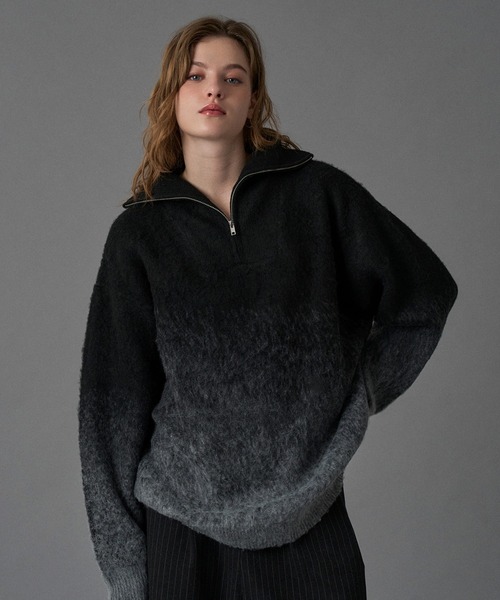 ONCILY（オンシェリー）の「HALF ZIP SHAGGY ASSORT VOLUME KNIT / ハーフジップシャギーアソートボリュームニット（ニット/セーター・メンズ・ネイビー/ブルー/ブラック/チャコールグレー/その他/グリーン系その他/アイボリー/ホワイト系その他/ネイビー系/ブラック系その他/ブラウン系その他・MEDIUM/LARGE/SMALL）」の16枚目の写真