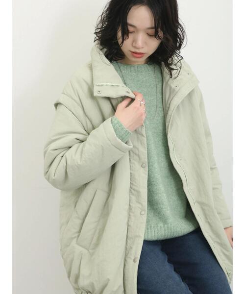 Samansa Mos2 blue(サマンサモスモスブルー)の「2wayキルトレス中綿ジャケット(ノーカラージャケット・レディース・キナリ/ブラック/ミント・F)」の10枚目の写真