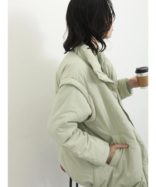 Samansa Mos2 blue(サマンサモスモスブルー)の「2wayキルトレス中綿ジャケット(ノーカラージャケット・レディース・キナリ/ブラック/ミント・F)」の13枚目の写真