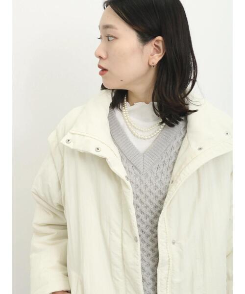 Samansa Mos2 blue(サマンサモスモスブルー)の「2wayキルトレス中綿ジャケット(ノーカラージャケット・レディース・キナリ/ブラック/ミント・F)」の16枚目の写真