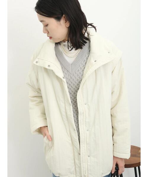 Samansa Mos2 blue(サマンサモスモスブルー)の「2wayキルトレス中綿ジャケット(ノーカラージャケット・レディース・キナリ/ブラック/ミント・F)」の17枚目の写真