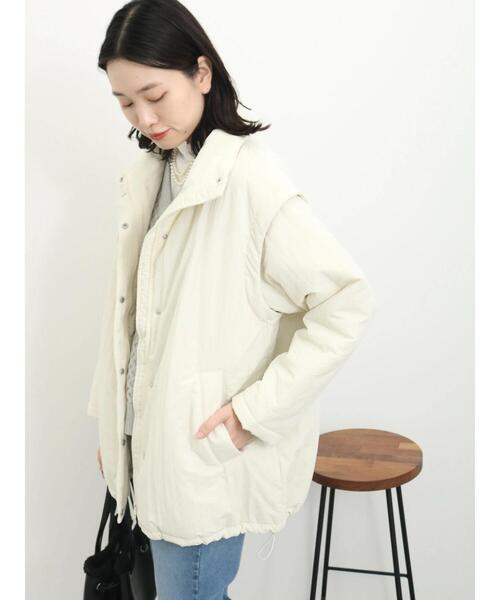 Samansa Mos2 blue(サマンサモスモスブルー)の「2wayキルトレス中綿ジャケット(ノーカラージャケット・レディース・キナリ/ブラック/ミント・F)」の18枚目の写真