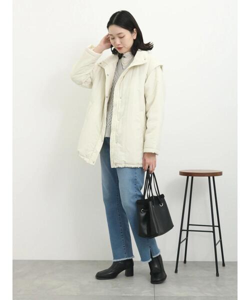 Samansa Mos2 blue(サマンサモスモスブルー)の「2wayキルトレス中綿ジャケット(ノーカラージャケット・レディース・キナリ/ブラック/ミント・F)」の20枚目の写真