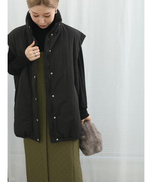 Samansa Mos2 blue(サマンサモスモスブルー)の「2wayキルトレス中綿ジャケット(ノーカラージャケット・レディース・キナリ/ブラック/ミント・F)」の22枚目の写真