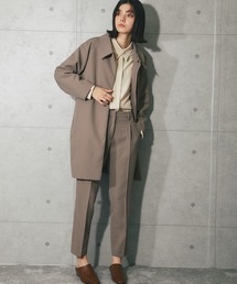 パンツスーツ ノーカラージャケット」に該当するブラウン/茶色系の