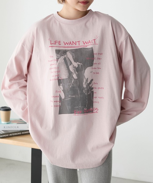 forksy.(フォルクシー)の「【forksy.】ヴィンテージライクバンドロンT(Tシャツ/カットソー・レディース・オフホワイト/ブラック/ライトピンク・FREE)」の19枚目の写真