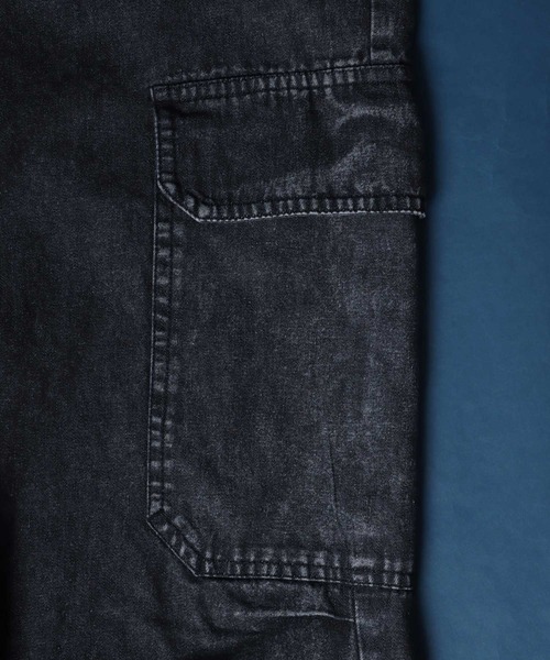 ANPAS（アンパス）の「Chemical Wash Denim Wide Balloon Cargo Pants/ケミカルウオッシュ デニム ワイドバルーン カーゴパンツ ヴィンテージ セットアップ対応（デニムパンツ・メンズ・ブルー/ブラック・L/M）」の15枚目の写真