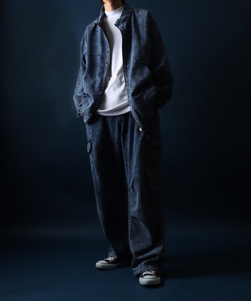 ANPAS（アンパス）の「Chemical Wash Denim Wide Balloon Cargo Pants/ケミカルウオッシュ デニム ワイドバルーン カーゴパンツ ヴィンテージ セットアップ対応（デニムパンツ・メンズ・ブルー/ブラック・L/M）」の20枚目の写真