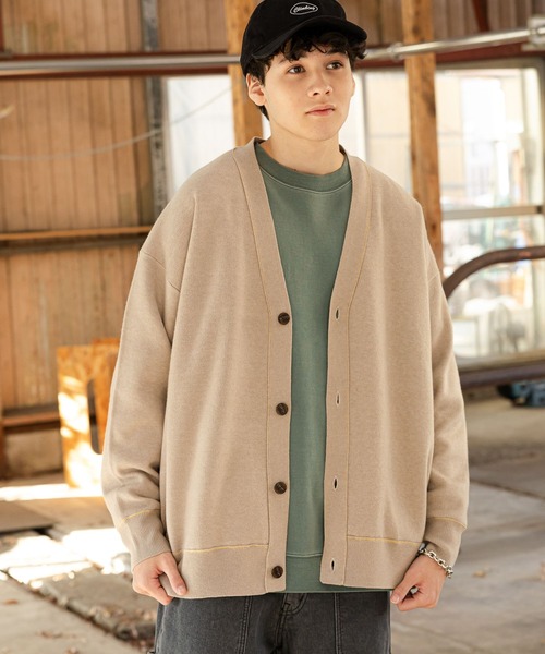 niko and（ニコアンド）の「WフェイスニットVネックカーディガン