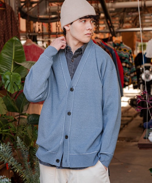 niko and（ニコアンド）の「WフェイスニットVネックカーディガン