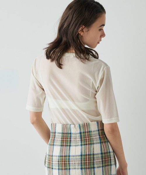 Vガゼットハーフスリーブプルオーバー　FREEサイズ　オフホワイト Whim Gazette ブラウス シャツ Vガゼットハーフスリーブプル