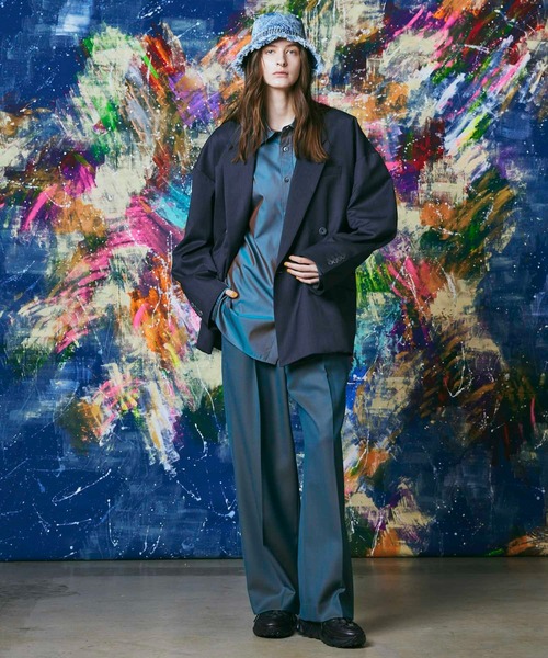 MAISON SPECIAL（メゾンスペシャル）の「《UNISEX》Schonherr One-Tuck Wide Pants/ションヘルワンタックワイドパンツ【MAISON SPECIAL/メゾンスペシャル】■セットアップ対応■（スラックス・メンズ・ブラック/ブルー/カーキ/ブラウン/ダークグリーン・1/2/0）」の14枚目の写真