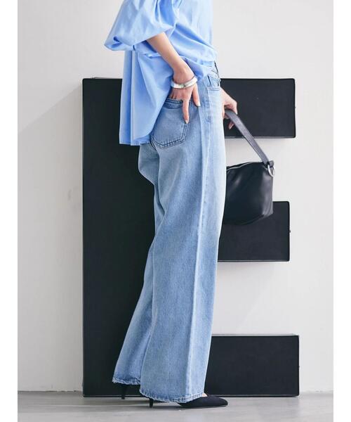 AMERICAN HOLIC（アメリカンホリック）の「ワイドデニム（デニムパンツ・レディース・ライトインディゴブルー/ホワイト・XS/L/M/S）」の6枚目の写真