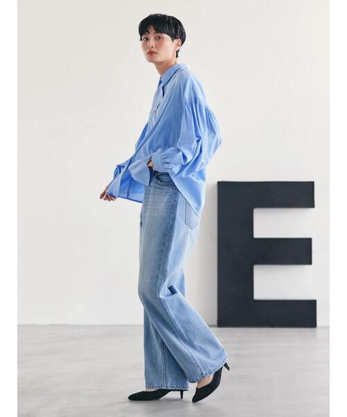 AMERICAN HOLIC（アメリカンホリック）の「ワイドデニム（デニムパンツ・レディース・ライトインディゴブルー/ホワイト・XS/L/M/S）」の7枚目の写真