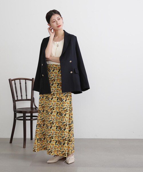 N.(N. Natural Beauty Basic)(エヌエヌナチュラルビューティーベーシック)の「◆ぼかしフラワープリントスカート(スカート・レディース・イエロー/ブルー・MEDIUM)」の7枚目の写真