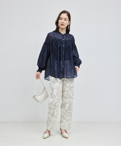 ROPE'（ロペ）の「【洗える】ブライトシアーブラウス（無地/レース）（シャツ/ブラウス・レディース・ホワイト/ネイビー/オフホワイト/ラベンダー・FREE）」の9枚目の写真