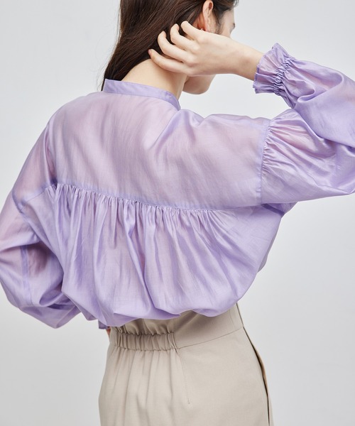 ROPE'（ロペ）の「【洗える】ブライトシアーブラウス（無地/レース）（シャツ/ブラウス・レディース・ホワイト/ネイビー/オフホワイト/ラベンダー・FREE）」の16枚目の写真