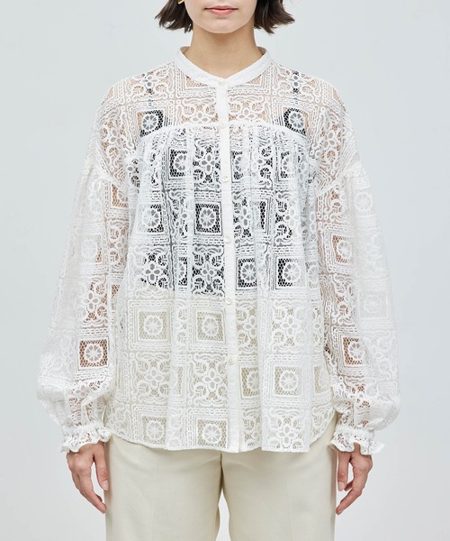 ROPE'（ロペ）の「【洗える】ブライトシアーブラウス（無地/レース）（シャツ/ブラウス・レディース・ホワイト/ネイビー/オフホワイト/ラベンダー・FREE）」の18枚目の写真