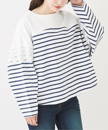 CUBE SUGAR（キューブシュガー）の「WEB限定OE天竺カットソーレース付きプルオーバー（Tシャツ/カットソー）」