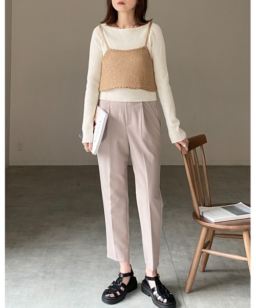 She's Closet（シーズクローゼット）の「グリッターラメスパンコールショート丈ニットビスチェキャミソール（キャミソール・レディース・アイボリー/グレー/ゴールド/ブラック・FREE）」の17枚目の写真