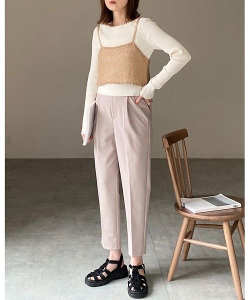 She's Closet（シーズクローゼット）の「グリッターラメスパンコールショート丈ニットビスチェキャミソール（キャミソール・レディース・アイボリー/グレー/ゴールド/ブラック・FREE）」の18枚目の写真