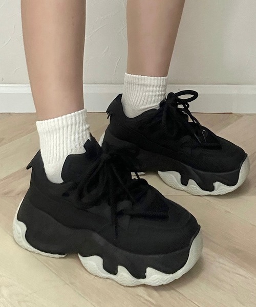 Cham.（チャム）の「厚底ダッドスニーカー（スニーカー・レディース・ブラック/ホワイト・23.5/24/24.5/22.5/23/25）」の20枚目の写真
