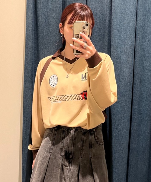 RODEO CROWNS WIDE BOWL（ロデオクラウンズワイドボウル）の「GAME L/S トップス（その他トップス・レディース・ホワイト/ベージュ/サックスブルー・MEDIUM/LARGE）」の3枚目の写真