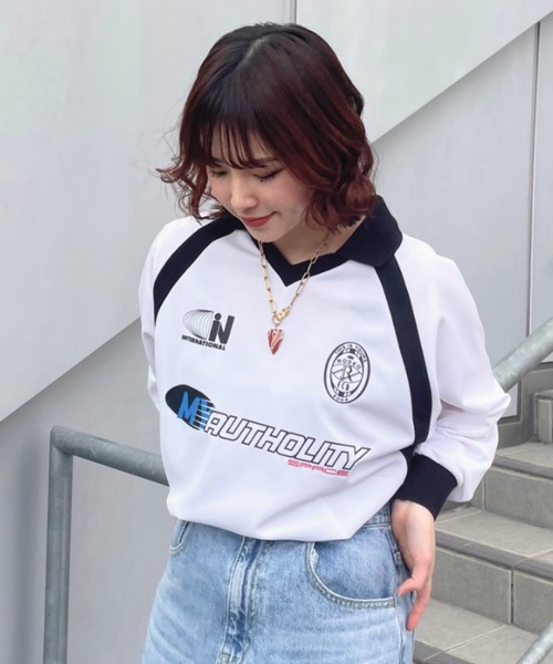 RODEO CROWNS WIDE BOWL（ロデオクラウンズワイドボウル）の「GAME L/S トップス（その他トップス・レディース・ホワイト/ベージュ/サックスブルー・MEDIUM/LARGE）」の2枚目の写真