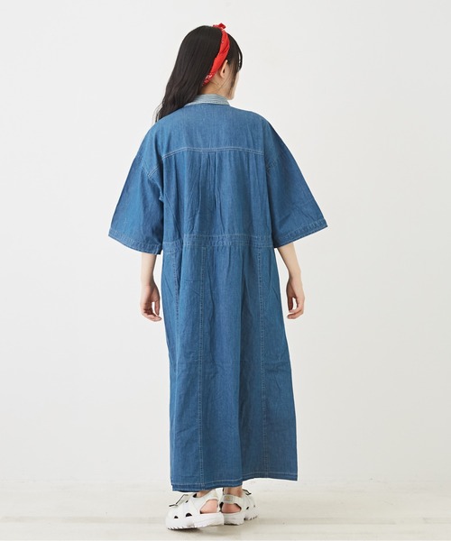 CUBE SUGAR（キューブシュガー）の「WEB限定デニム×ストライプ切替シャツワンピース（シャツワンピース・レディース・ライトブルー/インディゴブルー・M）」の22枚目の写真