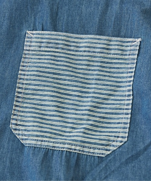 CUBE SUGAR（キューブシュガー）の「WEB限定デニム×ストライプ切替シャツワンピース（シャツワンピース・レディース・ライトブルー/インディゴブルー・M）」の17枚目の写真