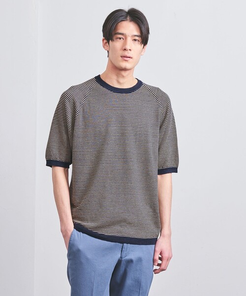 UNITED ARROWS（ユナイテッドアローズ）の「ボーダー ニット Tシャツ（ニット/セーター・メンズ・グレー/ネイビー・S/M/L/XL）」の2枚目の写真