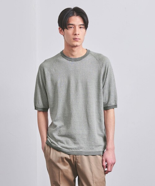 UNITED ARROWS（ユナイテッドアローズ）の「ボーダー ニット Tシャツ（ニット/セーター・メンズ・グレー/ネイビー・S/M/L/XL）」の3枚目の写真