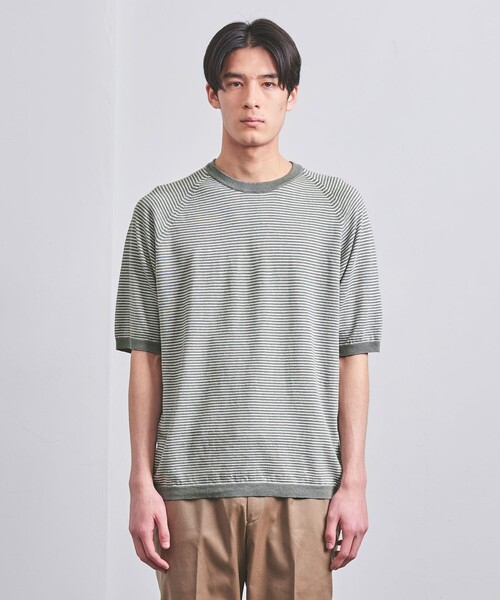 UNITED ARROWS（ユナイテッドアローズ）の「ボーダー ニット Tシャツ（ニット/セーター・メンズ・グレー/ネイビー・S/M/L/XL）」の7枚目の写真