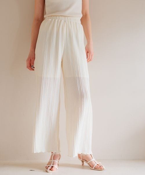 mysty woman(ミスティウーマン)の「テクスチャーイージーパンツ 113920(その他パンツ・レディース・ブラック/オフホワイト/グリーン系その他・FREE)」の1枚目の写真