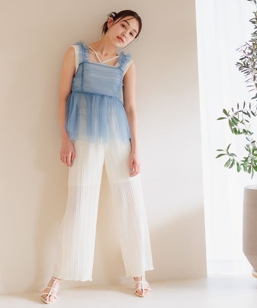 mysty woman(ミスティウーマン)の「テクスチャーイージーパンツ 113920(その他パンツ・レディース・ブラック/オフホワイト/グリーン系その他・FREE)」の4枚目の写真