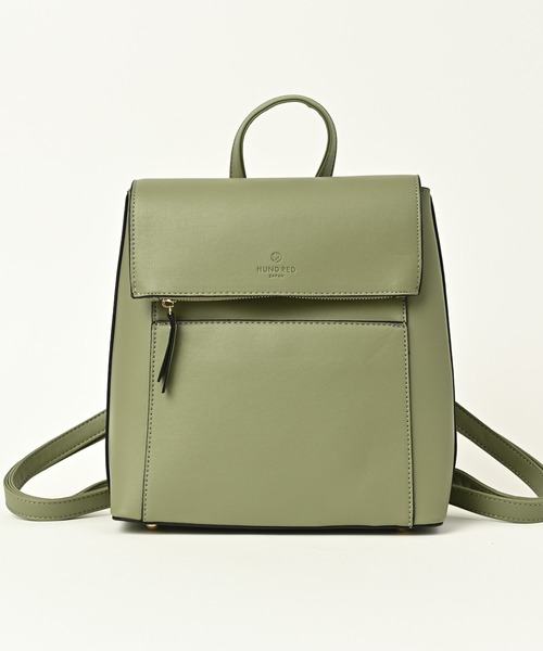 シンプルフェイクレザー フラップリュック バックパック ママバッグ